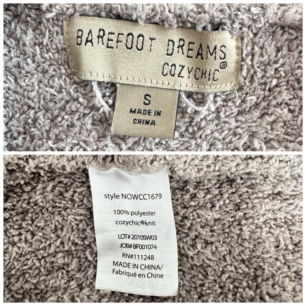 Barefoot Dreams Cozy Chic Leopard Cardigan Sweater Linen Warm Gray S - Picture 5 of 14